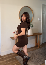 Load image into Gallery viewer, TOO SWEET MINI DRESS (BROWN)
