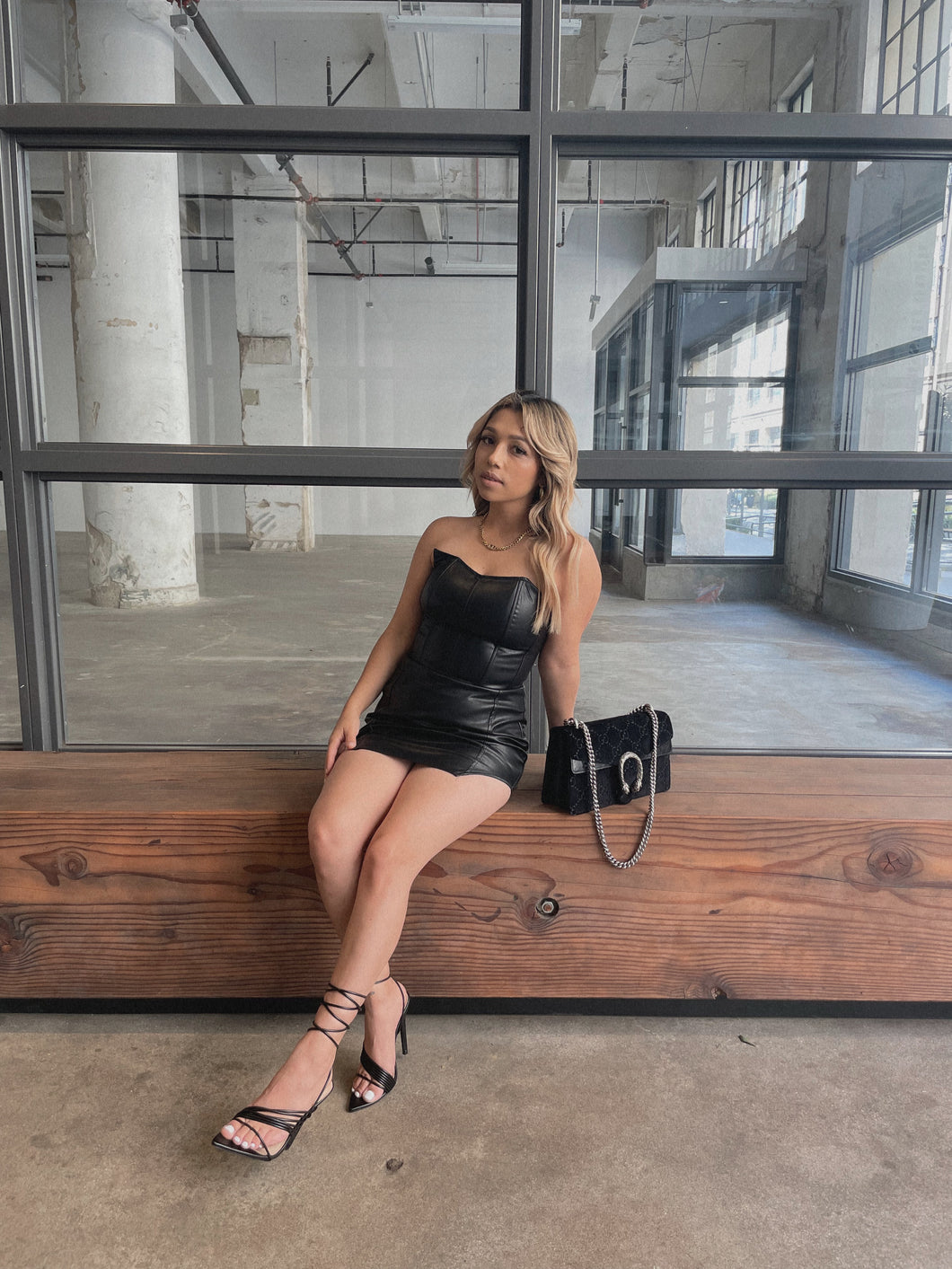 After Dark Faux Leather Dress